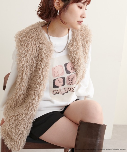 natural couture（ナチュラルクチュール）の「ユニバーサルコラボ casperプリントゆるスウエット（スウェット・レディース・オフホワイト/オートミール・FREE）」の3枚目の写真