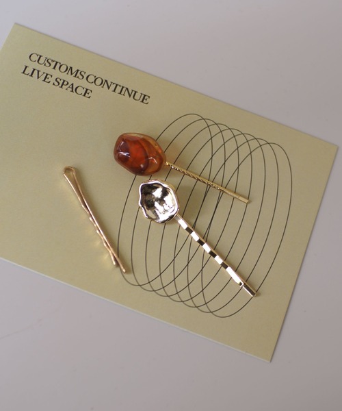 ammy.（エイミードット）の「【 ammy. / エイミードット 】 ニュアンス ストーン ヘアピンセット / 3点セット（ヘアピン・レディース・アイボリー/クリアブラウン/ブラウン/グレー・FREE）」の2枚目の写真