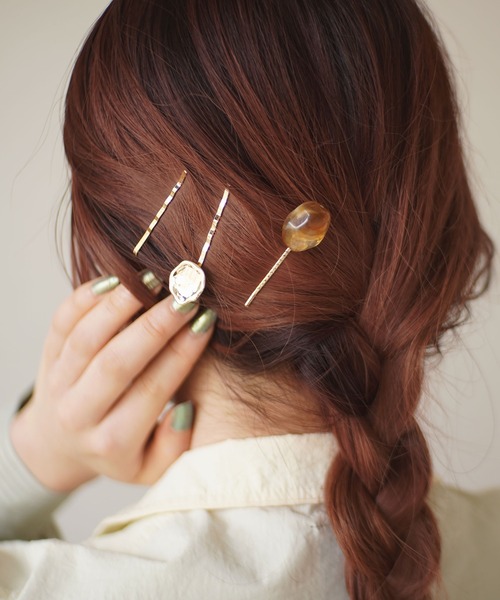 ammy.（エイミードット）の「【 ammy. / エイミードット 】 ニュアンス ストーン ヘアピンセット / 3点セット（ヘアピン・レディース・アイボリー/クリアブラウン/ブラウン/グレー・FREE）」の3枚目の写真