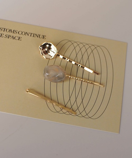 ammy.（エイミードット）の「【 ammy. / エイミードット 】 ニュアンス ストーン ヘアピンセット / 3点セット（ヘアピン・レディース・アイボリー/クリアブラウン/ブラウン/グレー・FREE）」の6枚目の写真