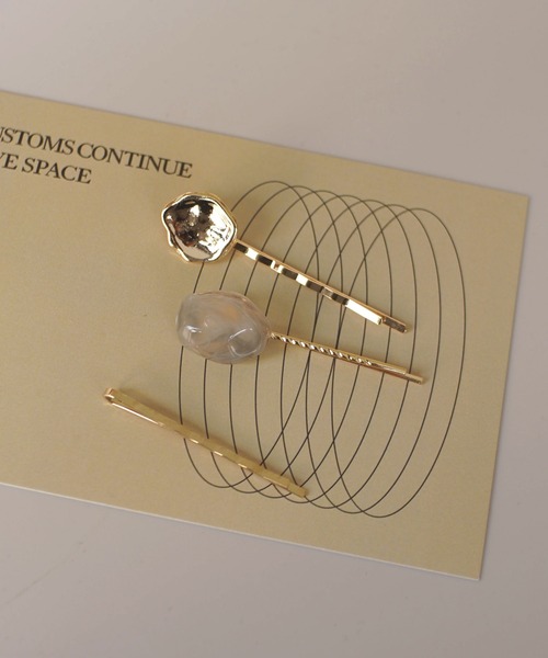 ammy.（エイミードット）の「【 ammy. / エイミードット 】 ニュアンス ストーン ヘアピンセット / 3点セット（ヘアピン・レディース・アイボリー/クリアブラウン/ブラウン/グレー・FREE）」の9枚目の写真