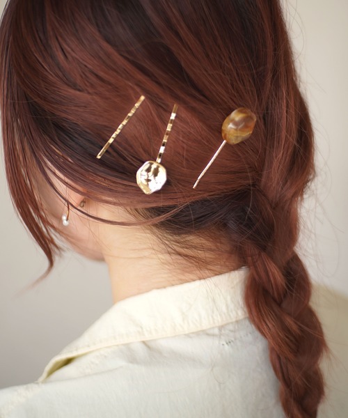 ammy.（エイミードット）の「【 ammy. / エイミードット 】 ニュアンス ストーン ヘアピンセット / 3点セット（ヘアピン・レディース・アイボリー/クリアブラウン/ブラウン/グレー・FREE）」の8枚目の写真