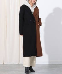 バイカラーロングコート