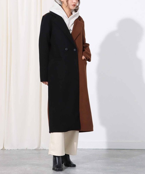 Settimissimo(セッティミッシモ)の「バイカラーロングコート(チェスターコート・レディース・ブラウン・FREE)」の6枚目の写真
