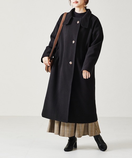 acro（アクロ）の「■スタンドカラーロングコート/AC2711（その他アウター・レディース・ベージュ/ブラック/アイボリー・ﾌﾘ-）」の3枚目の写真