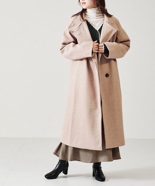 acro（アクロ）の「■スタンドカラーロングコート/AC2711（その他アウター・レディース・ベージュ/ブラック/アイボリー・ﾌﾘ-）」の6枚目の写真