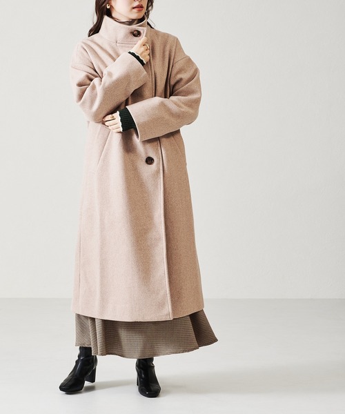 acro（アクロ）の「■スタンドカラーロングコート/AC2711（その他アウター・レディース・ベージュ/ブラック/アイボリー・ﾌﾘ-）」の10枚目の写真