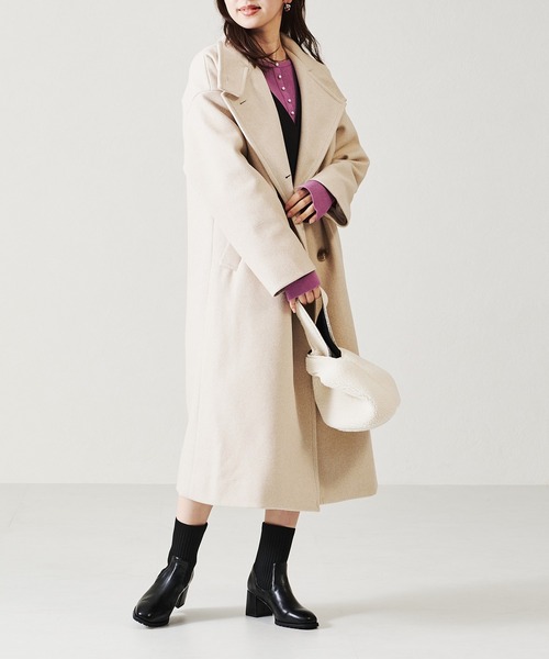 acro（アクロ）の「■スタンドカラーロングコート/AC2711（その他アウター・レディース・ベージュ/ブラック/アイボリー・ﾌﾘ-）」の12枚目の写真