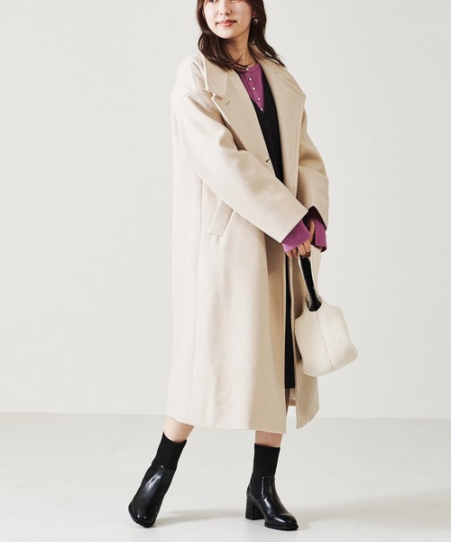 acro（アクロ）の「■スタンドカラーロングコート/AC2711（その他アウター・レディース・ベージュ/ブラック/アイボリー・ﾌﾘ-）」の22枚目の写真