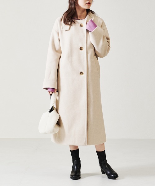 acro（アクロ）の「■スタンドカラーロングコート/AC2711（その他アウター・レディース・ベージュ/ブラック/アイボリー・ﾌﾘ-）」の4枚目の写真