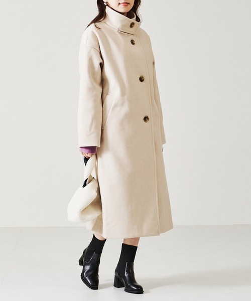 acro（アクロ）の「■スタンドカラーロングコート/AC2711（その他アウター・レディース・ベージュ/ブラック/アイボリー・ﾌﾘ-）」の8枚目の写真