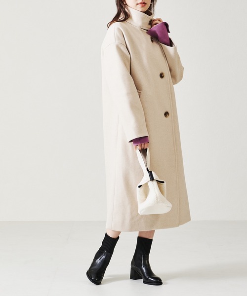 acro（アクロ）の「■スタンドカラーロングコート/AC2711（その他アウター・レディース・ベージュ/ブラック/アイボリー・ﾌﾘ-）」の13枚目の写真