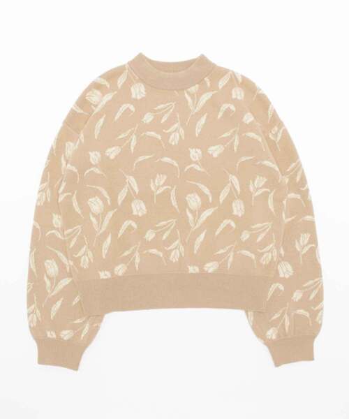 Te chichi TERRASSE（テチチテラス）の「花柄ジャカードニット(セットアップ可)（ニット/セーター・レディース・ブラック/モカ/ネイビー・ﾌﾘ-）」の5枚目の写真