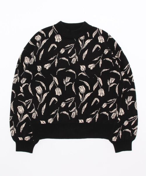 Te chichi TERRASSE（テチチテラス）の「花柄ジャカードニット(セットアップ可)（ニット/セーター・レディース・ブラック/モカ/ネイビー・ﾌﾘ-）」の8枚目の写真