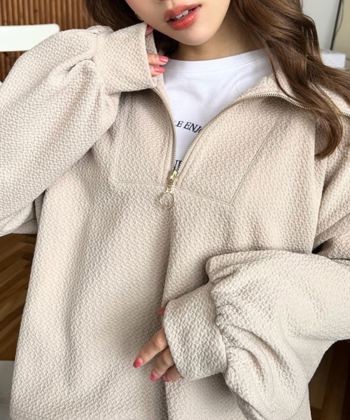 moment+（モーメントプラス）の「ジャガードハーフジッププルオーバー