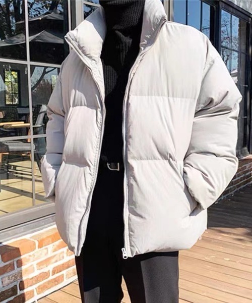Chick(チック)の「SHORT PUFF JACKET / ショート丈 パフジャケット(ダウンジャケット/コート・メンズ・ライトグレー/オフホワイト/セージグリーン/サックスブルー/ブラック/ホワイト・M/L/XL)」の5枚目の写真