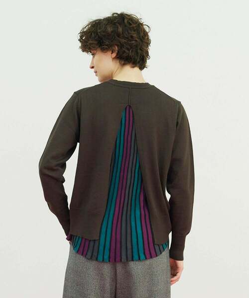 FRAPBOIS(フラボア)の「シエルニット(ニット/セーター・レディース・ベージュ/ブラック・1)」の2枚目の写真