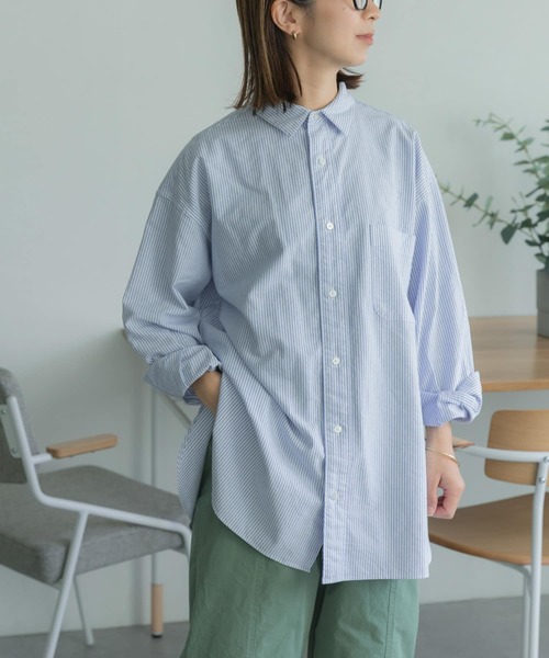 FORK&SPOON（フォークアンドスプーン）の「FORK&SPOON　オックスRCシャツ（シャツ/ブラウス・レディース・オフホワイト/ストライプ・1）」の2枚目の写真