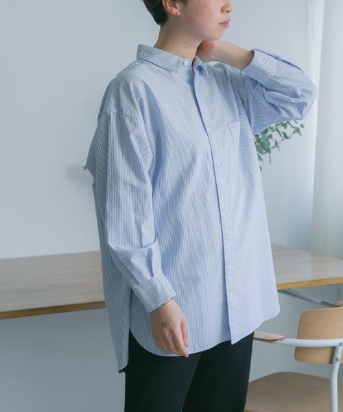 FORK&SPOON（フォークアンドスプーン）の「FORK&SPOON　オックスRCシャツ（シャツ/ブラウス・レディース・オフホワイト/ストライプ・1）」の8枚目の写真