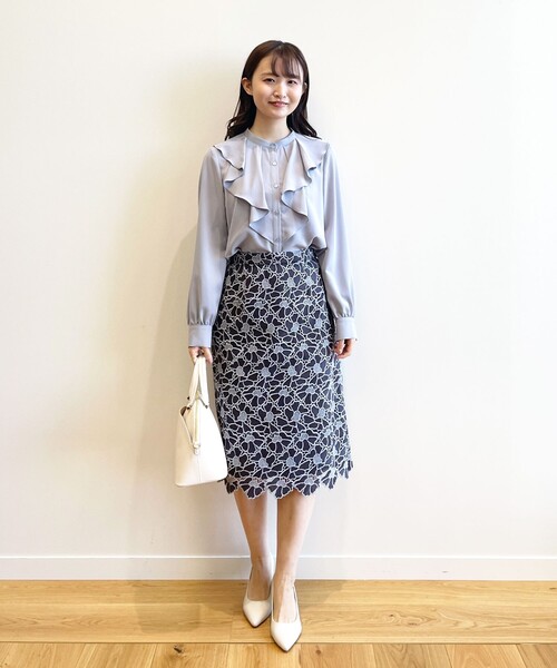 index（インデックス）の「◆配色 フラワーレースタイト（スカート・レディース・ライトグレー系4/イエロー系その他6/チャコール・36/40/42/38）」の6枚目の写真