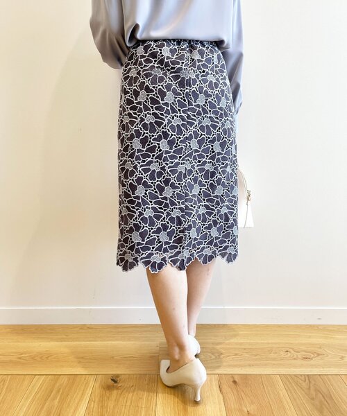 index（インデックス）の「◆配色 フラワーレースタイト（スカート・レディース・ライトグレー系4/イエロー系その他6/チャコール・36/40/42/38）」の10枚目の写真