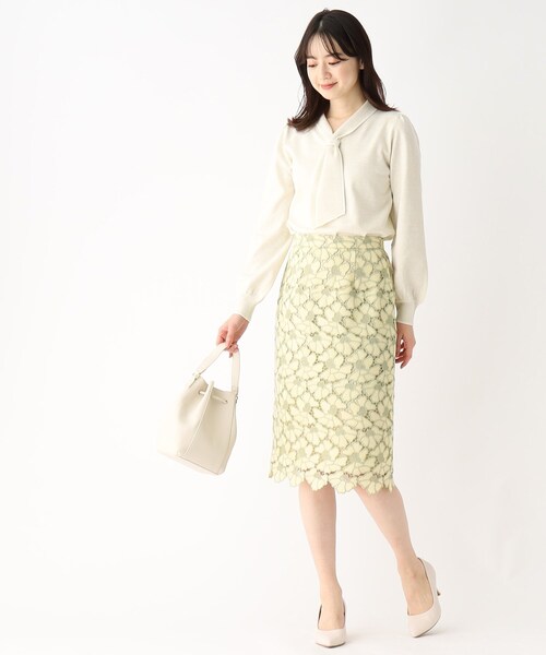 index（インデックス）の「◆配色 フラワーレースタイト（スカート・レディース・ライトグレー系4/イエロー系その他6/チャコール・36/40/42/38）」の7枚目の写真