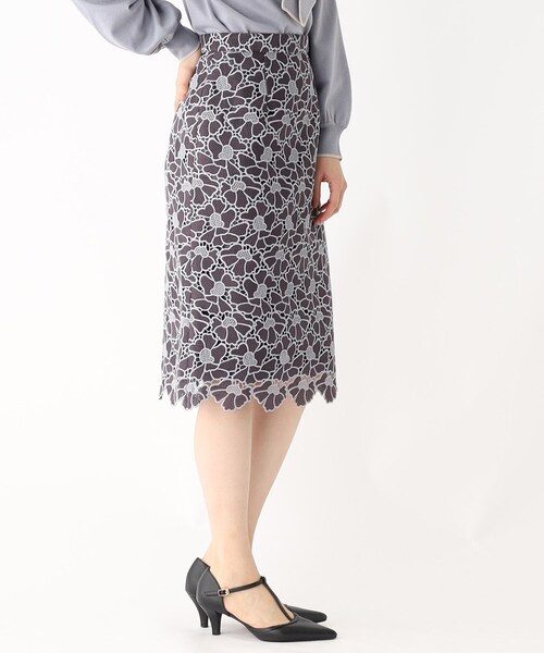 index（インデックス）の「◆配色 フラワーレースタイト（スカート・レディース・ライトグレー系4/イエロー系その他6/チャコール・36/40/42/38）」の11枚目の写真