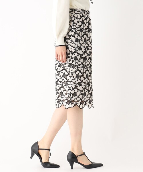 index（インデックス）の「◆配色 フラワーレースタイト（スカート・レディース・ライトグレー系4/イエロー系その他6/チャコール・36/40/42/38）」の19枚目の写真