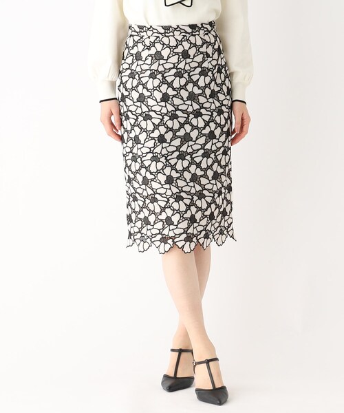 index（インデックス）の「◆配色 フラワーレースタイト（スカート・レディース・ライトグレー系4/イエロー系その他6/チャコール・36/40/42/38）」の9枚目の写真