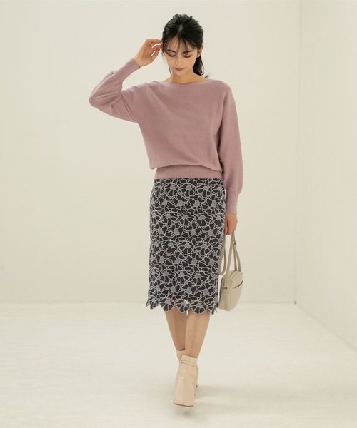 index（インデックス）の「◆配色 フラワーレースタイト（スカート・レディース・ライトグレー系4/イエロー系その他6/チャコール・36/40/42/38）」の20枚目の写真