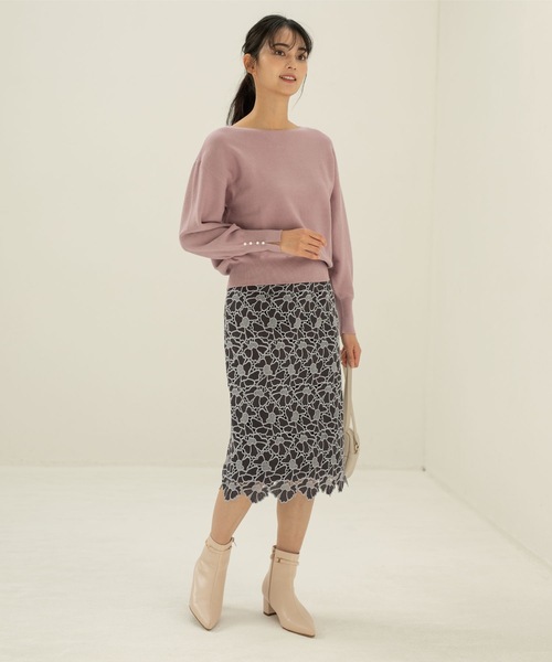 index（インデックス）の「◆配色 フラワーレースタイト（スカート・レディース・ライトグレー系4/イエロー系その他6/チャコール・36/40/42/38）」の21枚目の写真