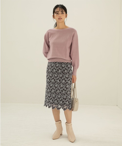index（インデックス）の「◆配色 フラワーレースタイト（スカート・レディース・ライトグレー系4/イエロー系その他6/チャコール・36/40/42/38）」の12枚目の写真