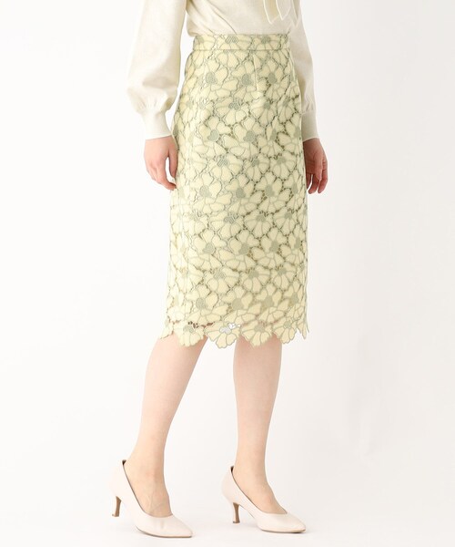 index（インデックス）の「◆配色 フラワーレースタイト（スカート・レディース・ライトグレー系4/イエロー系その他6/チャコール・36/40/42/38）」の22枚目の写真