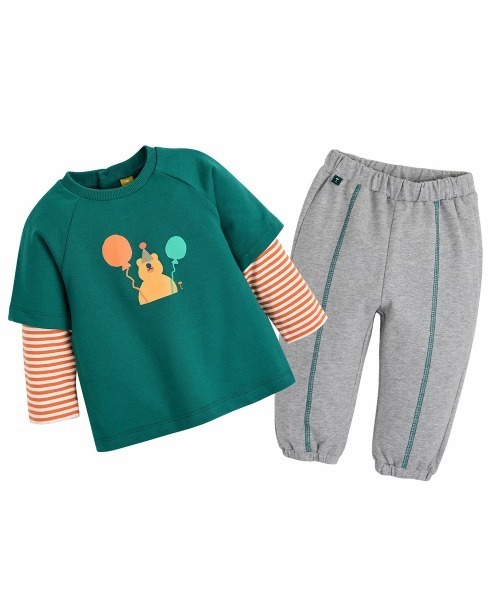 moimoln（モイモルン）の「【セットアップ】バルーンベアートップス＆パンツ（Tシャツ/カットソー・キッズ・グリーン・90cm/110cm/120cm/100cm）」の11枚目の写真