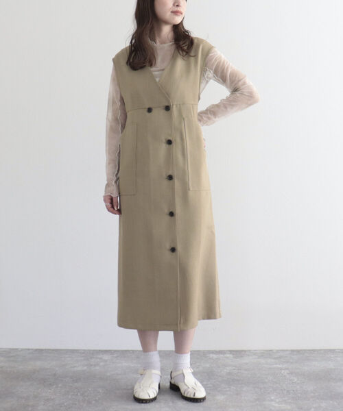 fredy emue（フレディエミュ）の「リネンライクジャンスカ＋ジレ（ペチコート付き）（ジャンパースカート・レディース・ブラック/ベージュ・38/36）」の19枚目の写真