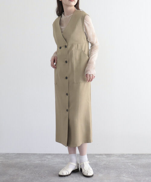 fredy emue（フレディエミュ）の「リネンライクジャンスカ＋ジレ（ペチコート付き）（ジャンパースカート・レディース・ブラック/ベージュ・38/36）」の20枚目の写真