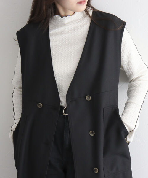 fredy emue（フレディエミュ）の「リネンライクジャンスカ＋ジレ（ペチコート付き）（ジャンパースカート・レディース・ブラック/ベージュ・38/36）」の3枚目の写真