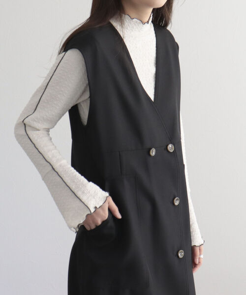 fredy emue（フレディエミュ）の「リネンライクジャンスカ＋ジレ（ペチコート付き）（ジャンパースカート・レディース・ブラック/ベージュ・38/36）」の4枚目の写真