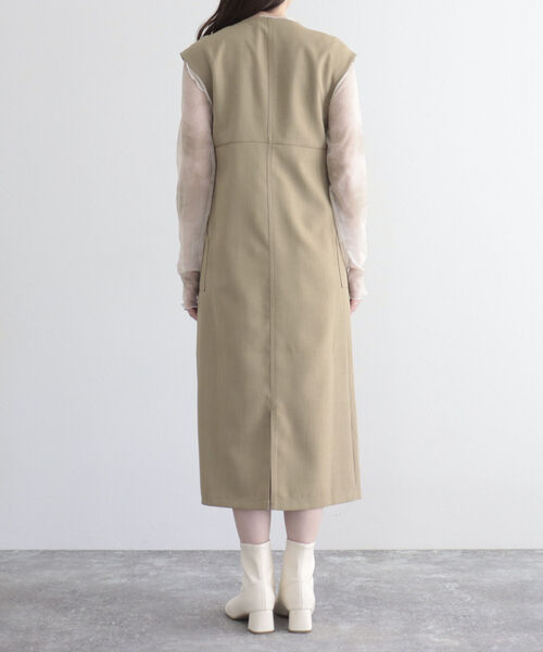 fredy emue（フレディエミュ）の「リネンライクジャンスカ＋ジレ（ペチコート付き）（ジャンパースカート・レディース・ブラック/ベージュ・38/36）」の9枚目の写真