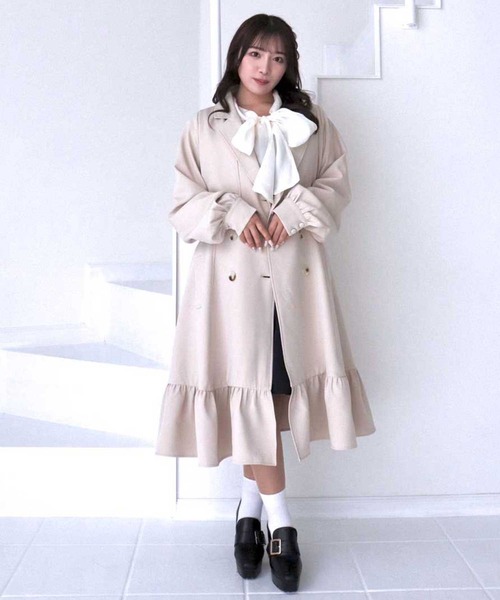 TITTY&CO.（ティティーアンドコー）の「【TITTY&CO.】バルーンスリーブフレアトレンチコート（トレンチコート・レディース・ベージュ/ブルー系その他・FREE）」の11枚目の写真