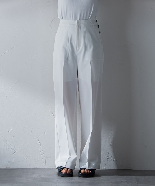 MAYSON GREY(メイソングレイ)の「【ECOBLUE】ベイカーディテールワイドパンツ(スラックス・レディース・ブラック/ブルー/ホワイト・SS/S/M/L)」の20枚目の写真