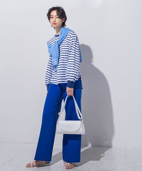 MAYSON GREY(メイソングレイ)の「【ECOBLUE】ベイカーディテールワイドパンツ(スラックス・レディース・ブラック/ブルー/ホワイト・SS/S/M/L)」の6枚目の写真