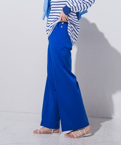 MAYSON GREY(メイソングレイ)の「【ECOBLUE】ベイカーディテールワイドパンツ(スラックス・レディース・ブラック/ブルー/ホワイト・SS/S/M/L)」の13枚目の写真