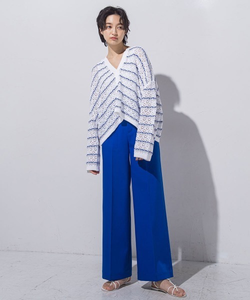 MAYSON GREY(メイソングレイ)の「【ECOBLUE】ベイカーディテールワイドパンツ(スラックス・レディース・ブラック/ブルー/ホワイト・SS/S/M/L)」の10枚目の写真