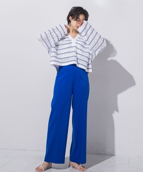 MAYSON GREY(メイソングレイ)の「【ECOBLUE】ベイカーディテールワイドパンツ(スラックス・レディース・ブラック/ブルー/ホワイト・SS/S/M/L)」の22枚目の写真