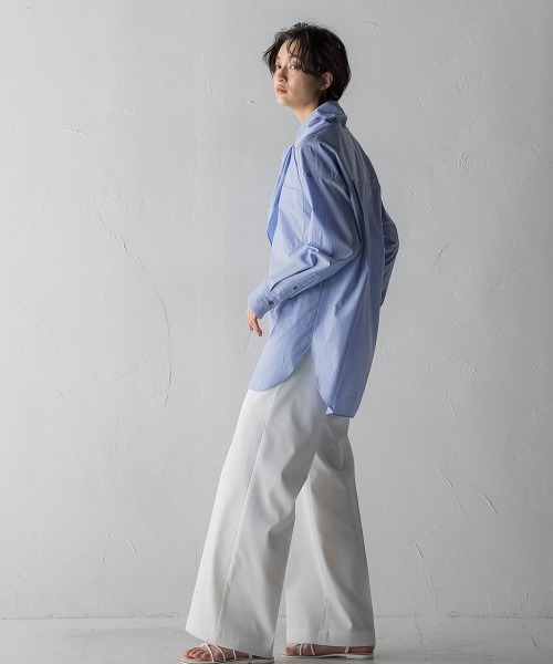 MAYSON GREY(メイソングレイ)の「【ECOBLUE】ベイカーディテールワイドパンツ(スラックス・レディース・ブラック/ブルー/ホワイト・SS/S/M/L)」の14枚目の写真