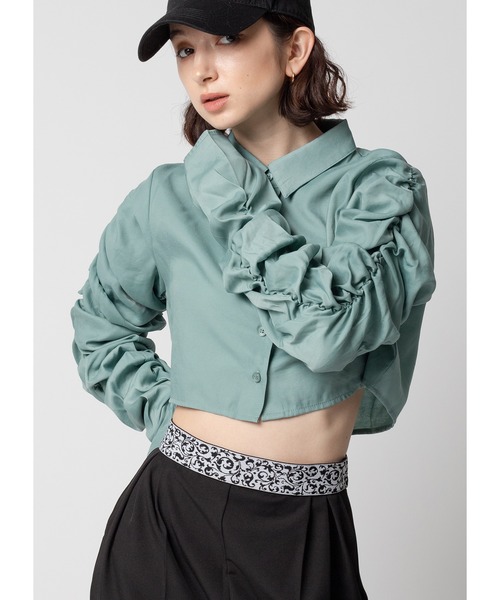 Adoon plain（アドーンプレーン）の「袖コンシャスブラウス（シャツ/ブラウス・レディース・オフホワイト/ライトブルー/ブラック・FREE）」の15枚目の写真