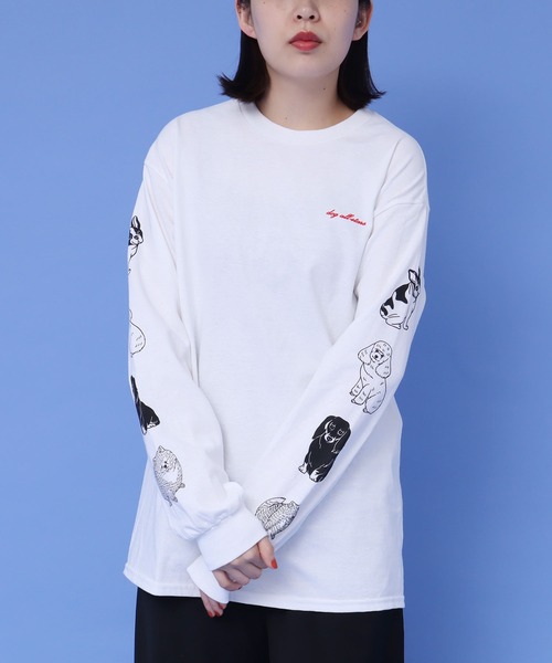 didizizi（ディディジジ）の「dog all stars　ロンT（Tシャツ/カットソー・レディース・ホワイト/ベージュ/サックスブルー・FREE）」の6枚目の写真