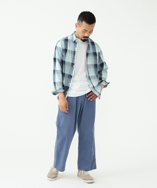 REMI RELIEF × BEAMS PLUS インディゴ染め バスクシャツ BEAMS PLUS（ビームス プラス）【別注】REMI RELIEF / Cotton