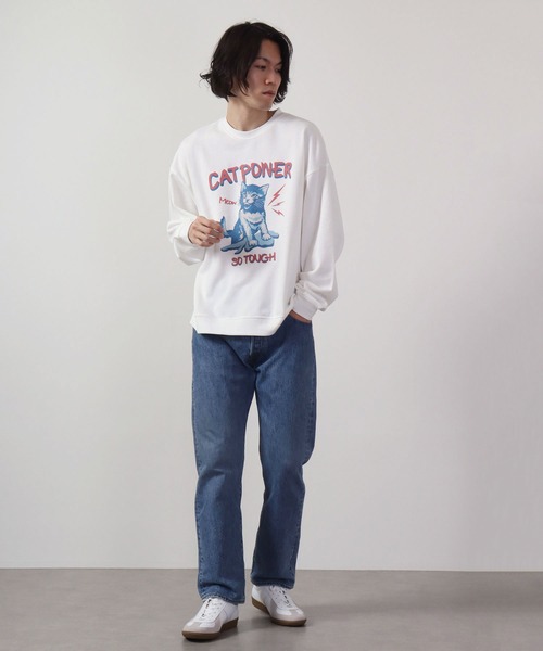 MODISH GAZE(モディシュガゼ)の「MODISH GAZE 裏毛 クルーネック 長袖 スウェット CAT POWER(スウェット・メンズ・ブラック/オフホワイト/ネイビー・M/L)」の19枚目の写真